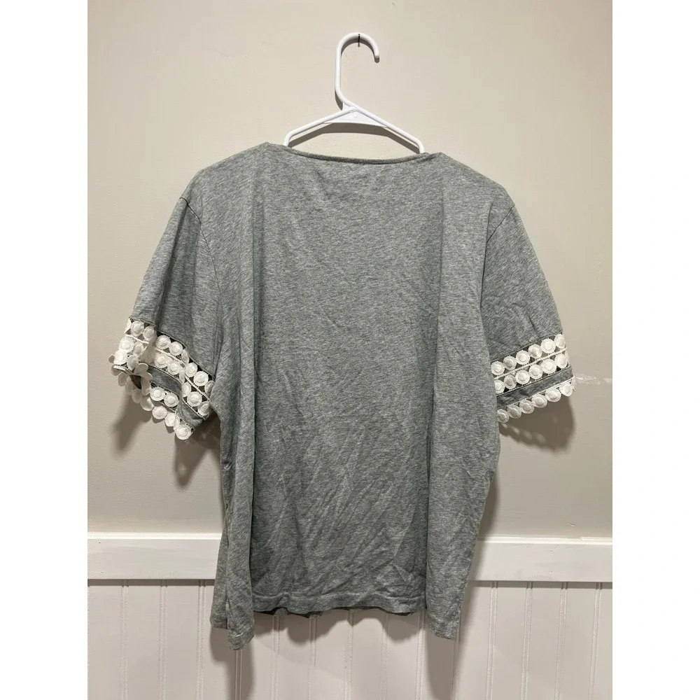 J. Crew Short Sleeve Top Eyelet Lightweight Summer Gray Women Size XL